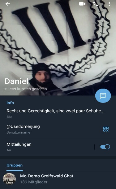 Screenshot Telegram Mo-Demo Greifswald